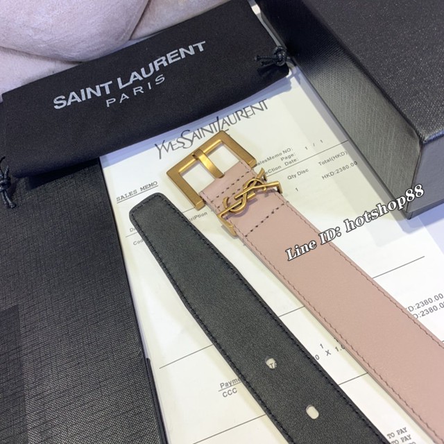 Saint Laurent女士皮帶 聖羅蘭金扣小牛皮腰帶  jjp1760